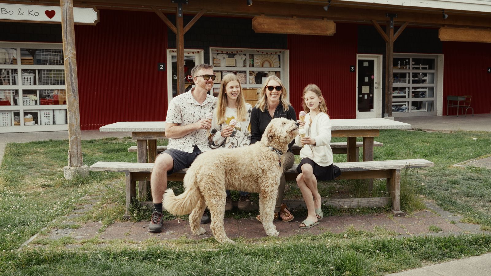 Dr. Visscher and Dr. Matson with their daughters and dog in Squamish